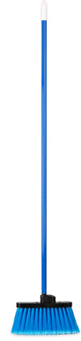 Carlisle BROOM LOBBY DUO-SWEEP® WIDE LIGHT INDUSTRIAL FLAGGED W/ BLUE METAL THREADED HANDLE BLUE 11