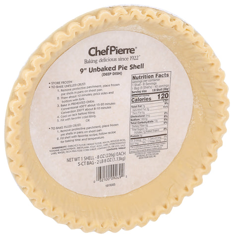 Chef Pierre PIE SHELL LARD SHORTENING UNBAKED (DEEP DISH) 9