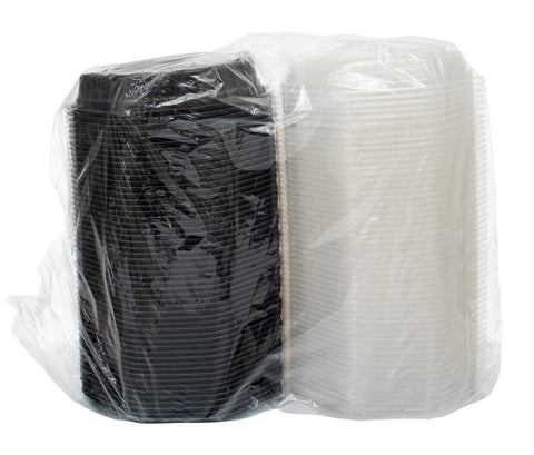 Dart Container OctaView Black Hot Food Container with Clear Hinged Lid, 31 Ounce -- 100 per case