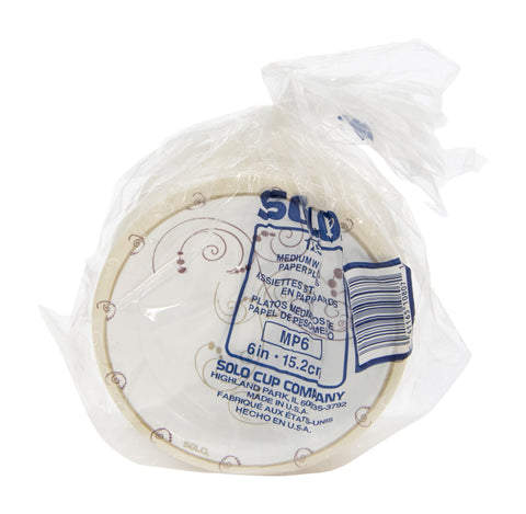 Solo Symphony Medium Weight Paper Plate, 6 x 6 x 0.4 inch -- 1000 per case