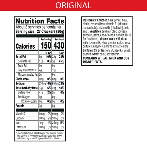 Cheez-It Original Baked Snack Crackers - 3 oz. bag, 60 per case