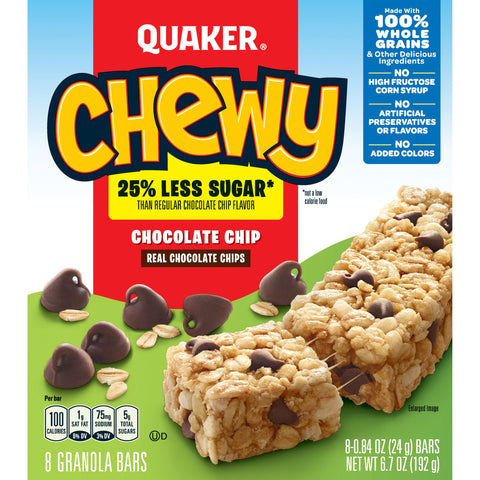 Quaker Chewy GRANOLA BAR CHEWY CHOCOLATE CHIP REDUCED SUGAR