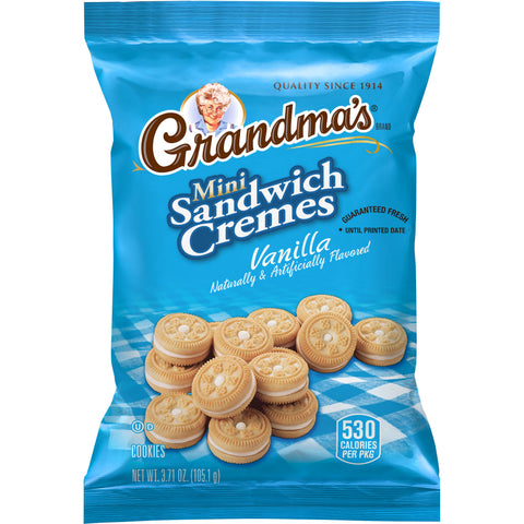 Grandmas Mini Vanilla Cream Sandwich Cookies, 3.71 Ounce -- 24 per case