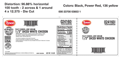 Chicken Breast Meat Diced All Natural 100% Low Sodium Fc 1/2