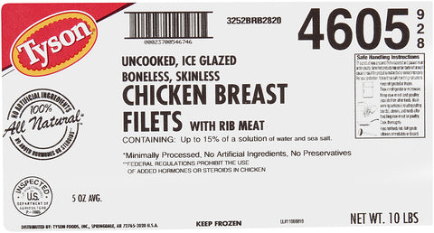 Tyson® CHICKEN BREAST BONELESS SKINLESS MARINATED 15% IQF RTC 5 OZ 10046050928