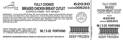 Chicken Breast Fillet Breaded Fc 3 Oz 62030