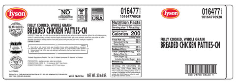 USDA CHICKEN PATTY BREADED HOMESTYLE WHOLE GRAIN