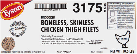 Chicken Thigh Boneless Skinless Fillets 5 Oz 3175-0928