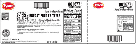 Tyson Homestyle Fritter Chicken Breast, 5 Pound -- 2 per case.