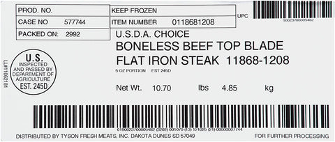 Beef Steak Flat Iron Boneles Usda Choice 5 Oz 11868-1208