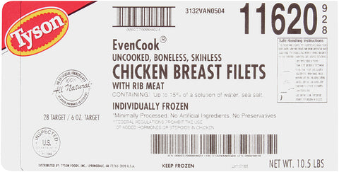 Chicken Breast Fillet Boneless Skinless Up To 15% Marination 6 Oz 11620-0928