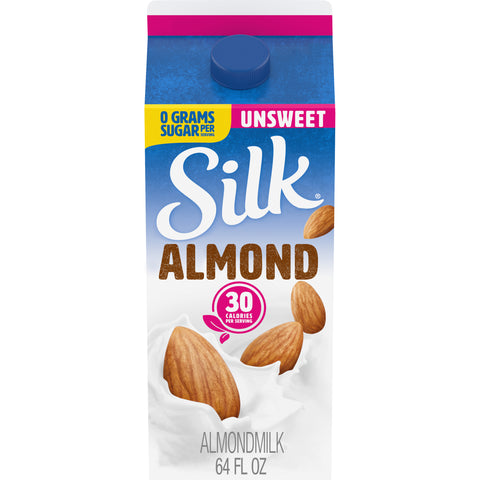 Silk Unsweetened Pure Almond Milk, 64 Ounce -- 6 per case.