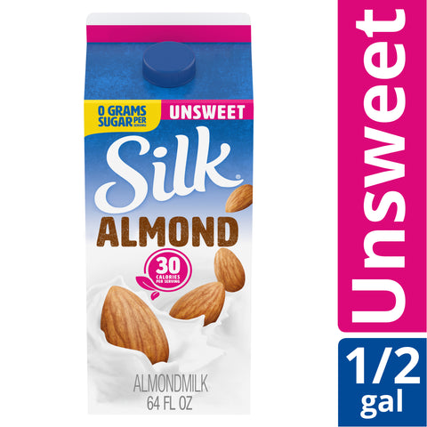Silk Unsweetened Pure Almond Milk, 64 Ounce -- 6 per case.