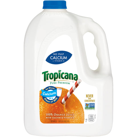 Tropicana Pure Premium Orginal 100 Percent Orange Juice, 128 Fluid Ounce -- 4 per case.