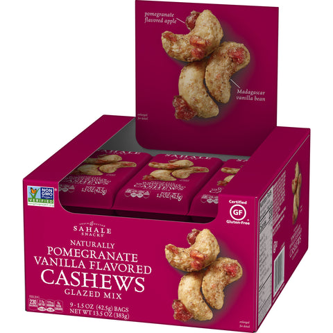 Sahale Snacks Naturally Pomegranate Vanilla Flavored Cashews Glazed Mix, 1.5 Ounce -- 108 per case.