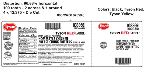 Tyson Red Label Select Cut Homestyle Breaded Boneless Chicken Wing, 5 Pound -- 2 per case.
