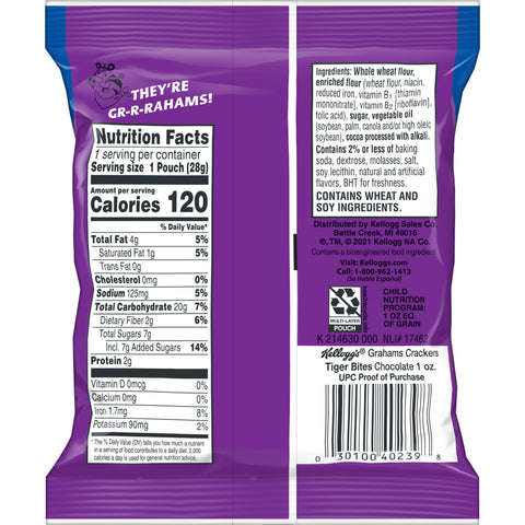Kellogg's Tiger Bites Chocolate Graham Cracker, 1 Ounce -- 150 per case