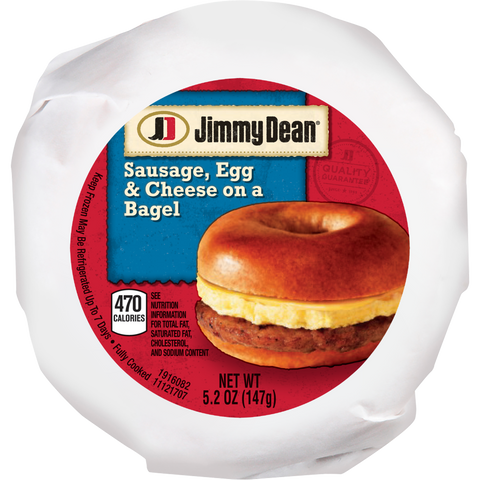 Jimmy Dean Sausage, Egg and Cheese Bagel, 5.2 Ounce -- 12 per case.