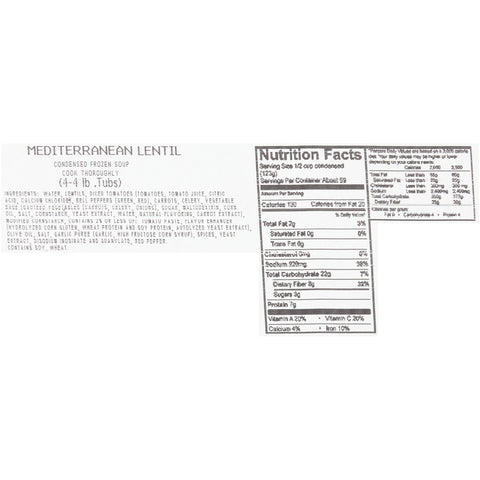 Chef Francisco® SOUP LENTIL MEDITERRANEAN (W) 168630/78001248