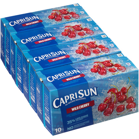 Kraft Capri Sun Wild Cherry Flavored Juice Drink Blend, 6 Ounce - 10 per pack -- 4 packs per case.