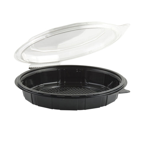 Anchor Packaging Gourmet Classic Black / Clear Shallow Clamshell Container, 9 inch -- 100 per case