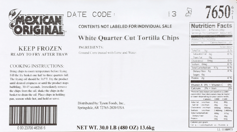 Mexican Original Baked White Corn Tortilla Chips, 30 Pound.