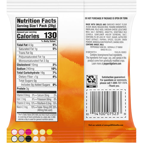 Pepperidge Farms Chddar Goldfish - 1 oz. single serve bag, 60 per case