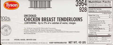 Chicken Tenderloin Large Random Clipped Esl 3964-0928