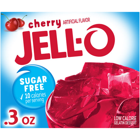 Jello Cherry Sugar Free Gelatin, .3 Ounce -- 24 Case