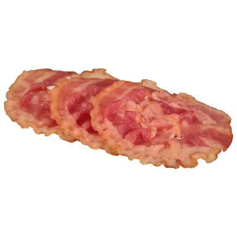 Bacon Pork 90 Count Sliced Laid Out Round Hardwood Smoked Cured Cooked Ref