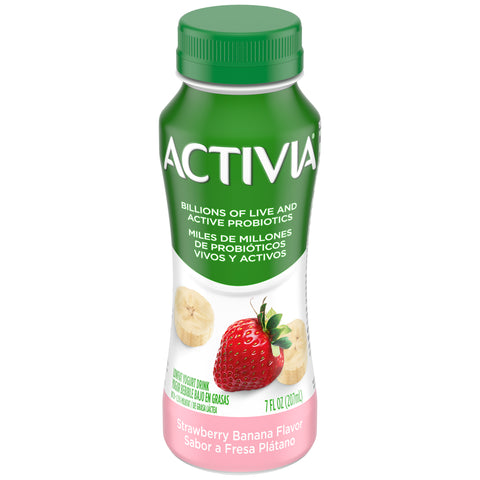 Activia Strawberry Banana Drink, 7 Fluid Ounce -- 12 per case.