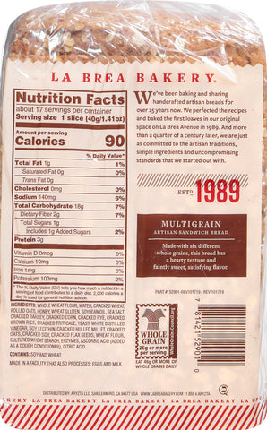 Bread Multigrain Artisan Sandwich