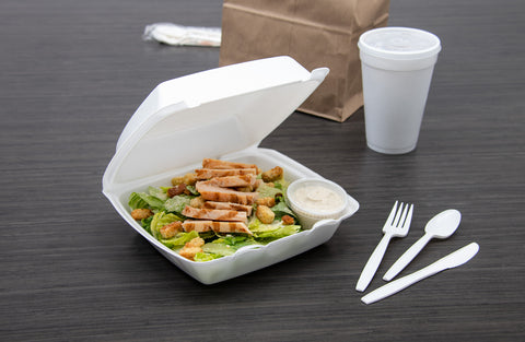 Container Foam White Medium Single Compartment W/ Removable Lid 8.4x7.9x3.3