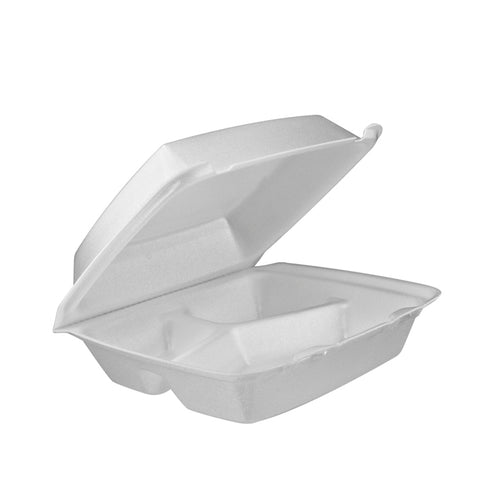 Container Foam 3-compartment Hinged Lid 8.37x7.87