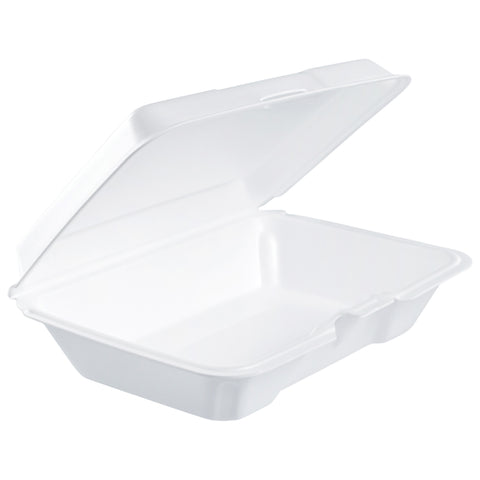 Dart Extruded Polystyrene White Single Compartment Insulated Foam Hinged Lid Container, 6.4 x 9.3 x 2.6 inch -- 200 per case