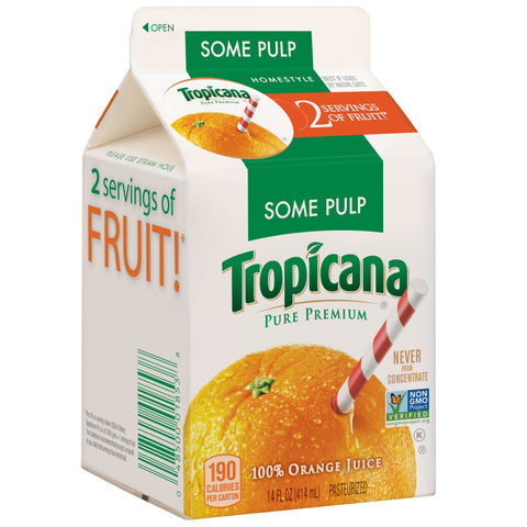 Tropicana Pure Premium JUICE ORANGE HOMESTYLE PURE PREMIUM SINGLE SERVE CARTON