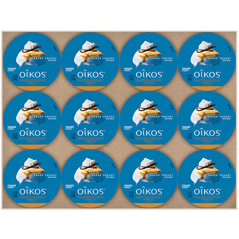 Oikos Toasted Coconut Vanilla Traditional Greek Yogurt, 5.3 Ounce -- 12 per case.