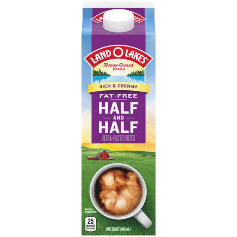 Land O Lakes Fat Free Half and Half Ultra Pasteurized Coffee, 32 Ounce -- 12 per case.