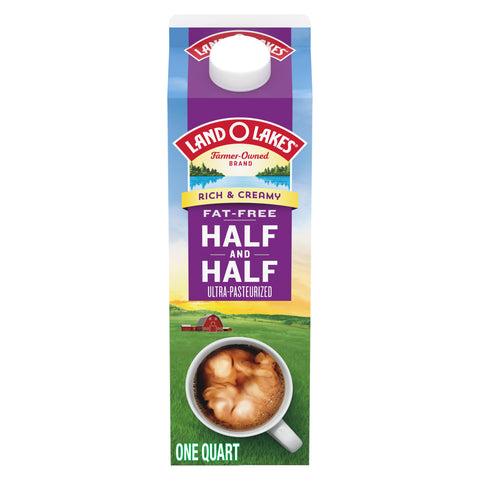 Land O Lakes Fat Free Half and Half Ultra Pasteurized Coffee, 32 Ounce -- 12 per case.