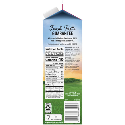 Land O Lakes Traditional Extended Shelf Life Half and Half, 32 ounce -- 12 per case