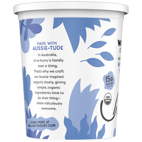 Wallaby Organic Plain Whole Milk Greek Yogurt, 32 Ounce -- 6 per case