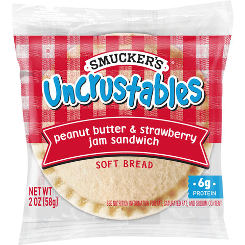 Smuckers Uncrustables Peanut Butter and Strawberry Jam Sandwich, 2 Ounce -- 60 per case.