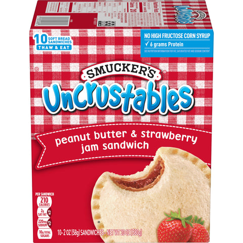 Smuckers Uncrustables Peanut Butter and Strawberry Jam Sandwich, 2 Ounce -- 60 per case.