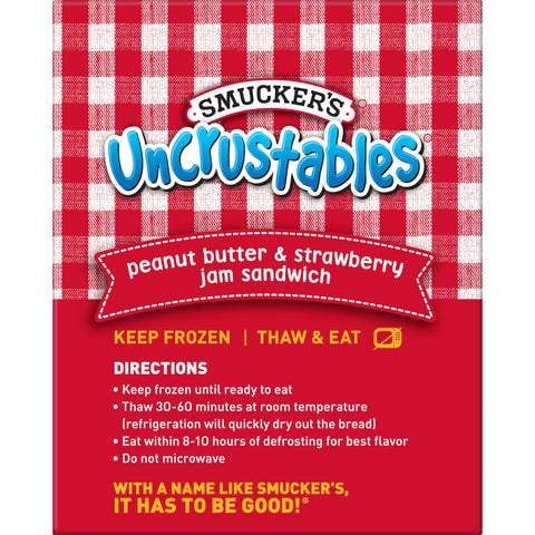 Smuckers Uncrustables Peanut Butter and Strawberry Jam Sandwich, 2 Ounce -- 60 per case.