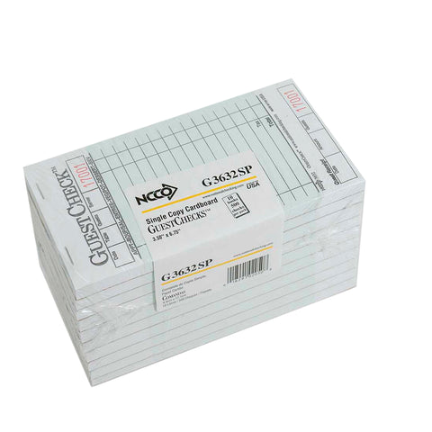 National Checking Rectangular Medium Cardboard Green 15 Lines One-Part Guest Check, 6.75 x 3.5 inch -- 2500 per case