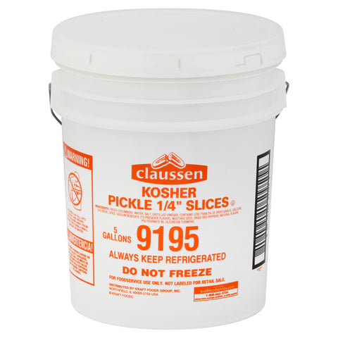 Claussen Kosher Smooth 1/4 Inch Cut Pickle Chips, 5 Gallons