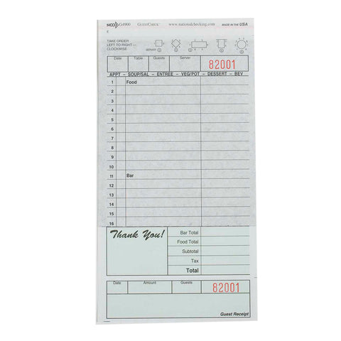 National Checking GUEST CHECK 2-PART 17-LINE