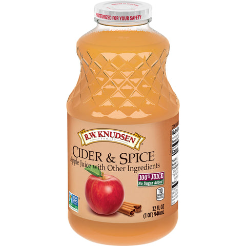 RW Knudsen JUICE APPLE CIDER SPICED NSA NFC 100% GLASS BOTTLE