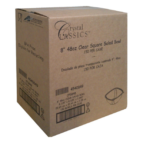 Bowl Plastic Clear Square Cps848c 48 Oz