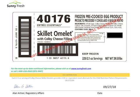 Omelet® Fresh Skillet W/ Colby Cheese, Fz Bulk